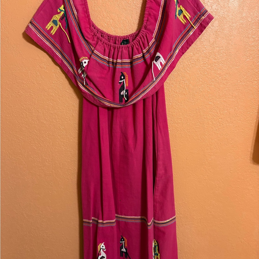 Vibrant Pink Embroidered Dress